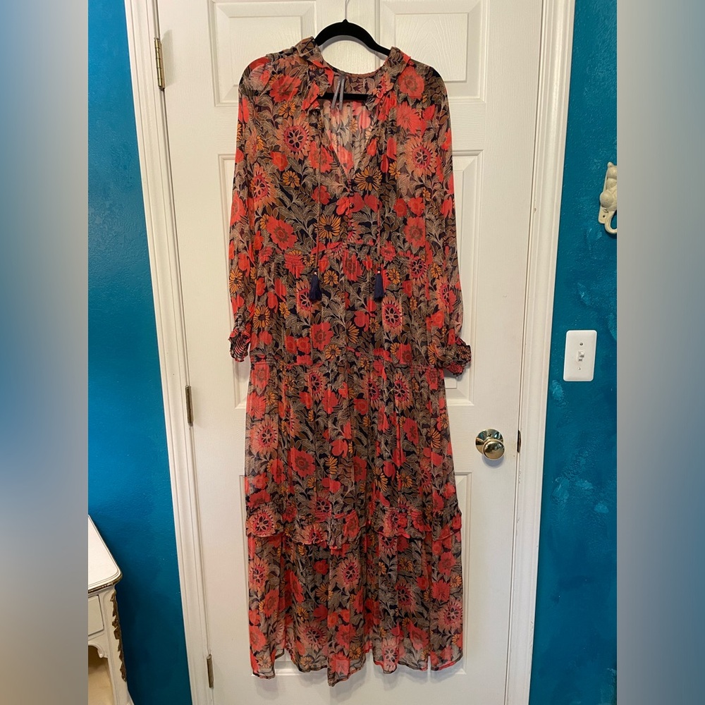 Anthropologie Maxi Dress with Sleeves and Liner Medium